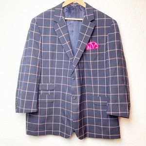 Paul Fredrick Super 100s Plaid Wool Blazer Size 50R